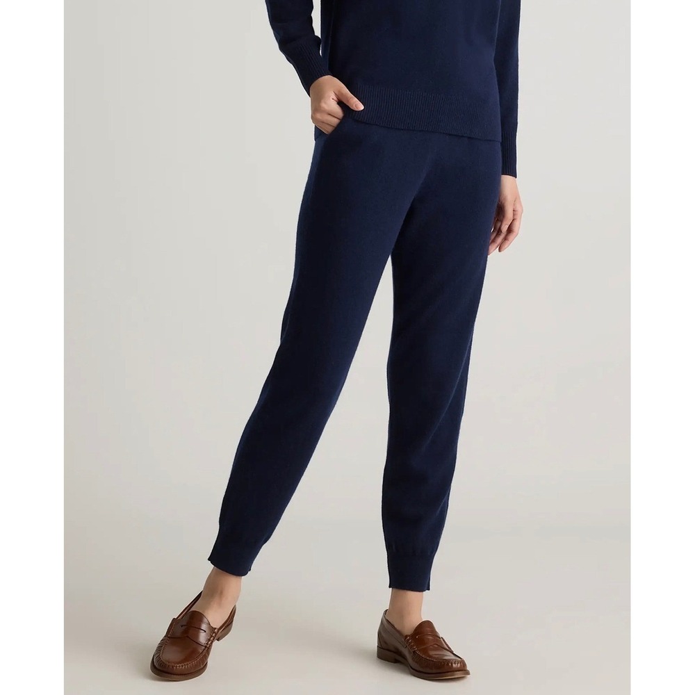 Quince Joggers XL Navy Blue Cashmere Drawstring Waist Lounge Comfy Cozy